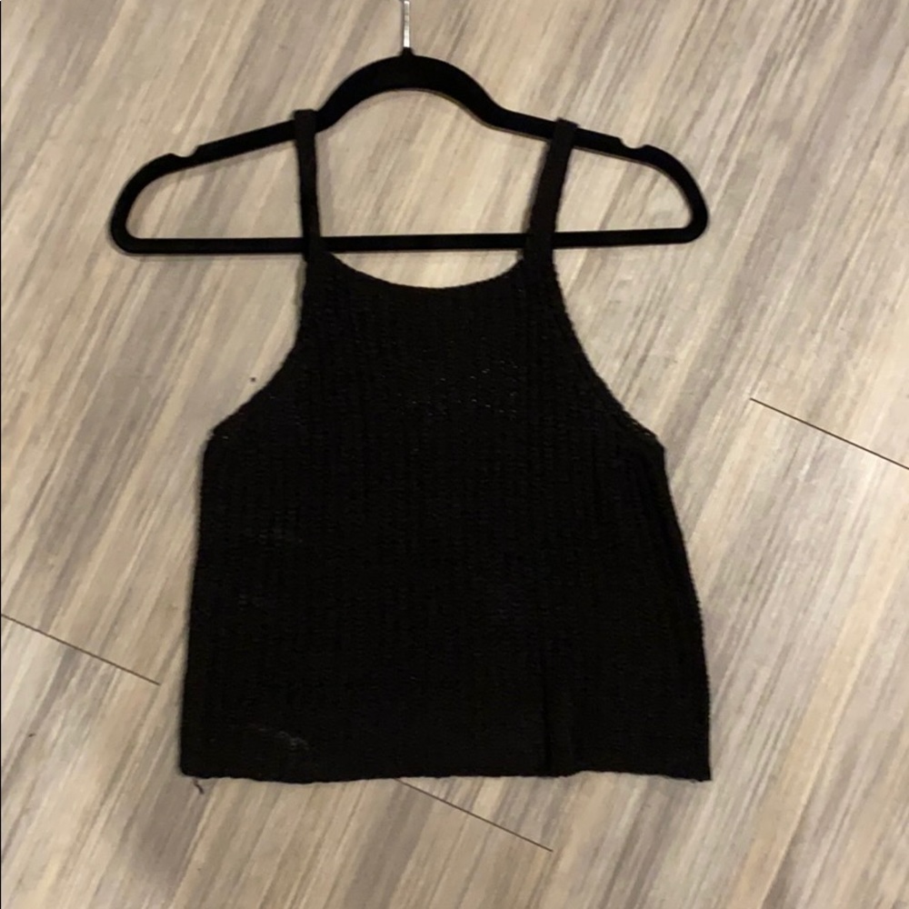 Black crochet tank top